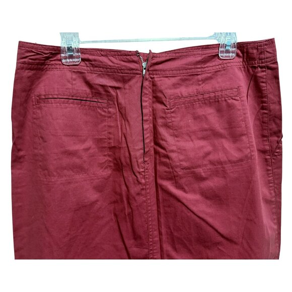 Old Navy Brick Red Cotton Maxi Skirt S 12 Side & Back Pockets, Zipper & 15" Slit - Picture 3 of 5